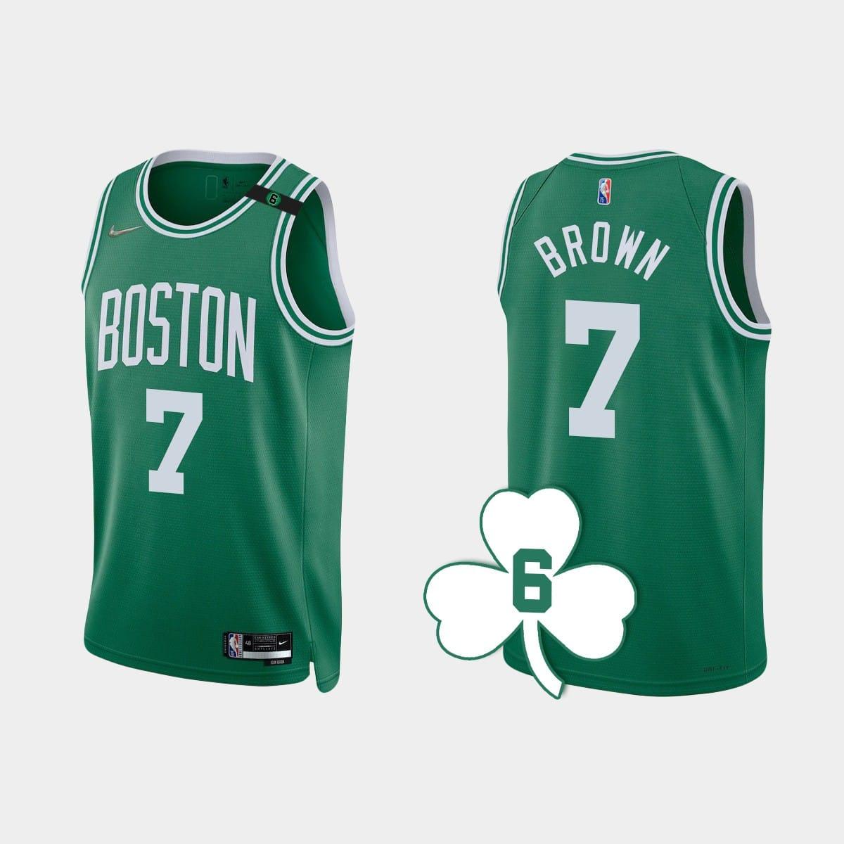 Баскетбольная джерси 2022-23 Boston Celtics #7 Jaylen Brown Kelly Green Retired Number Jersey