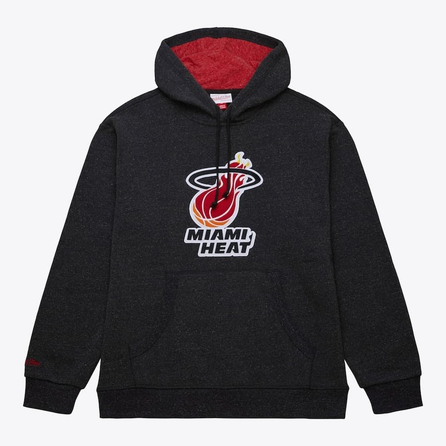 Худи Mitchell & Ness Black Miami Heat Snow Washed Fleece Pullover Hoodie