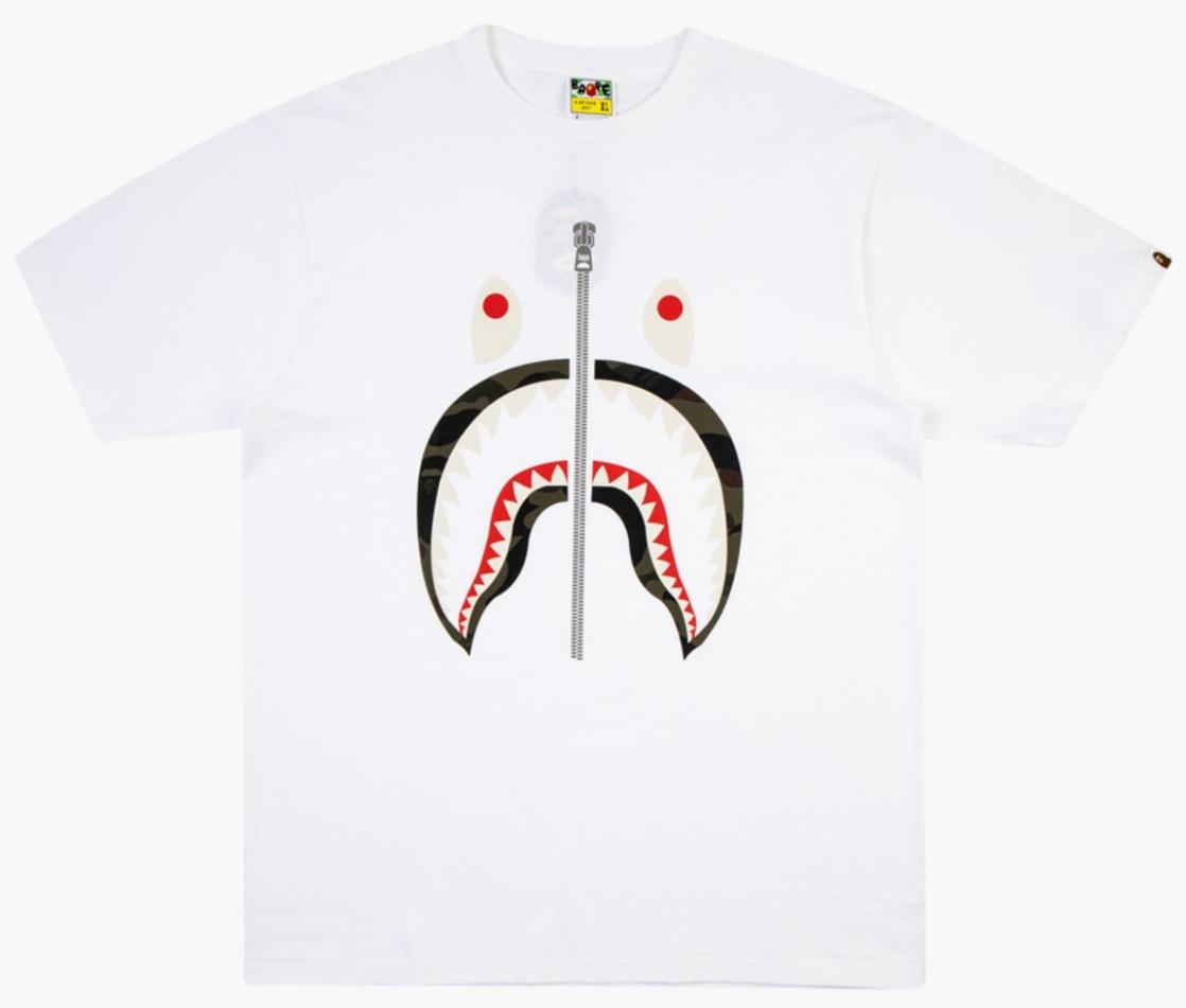 Футболка A Bathing Ape Reflector 1st Camo Shark Tee White