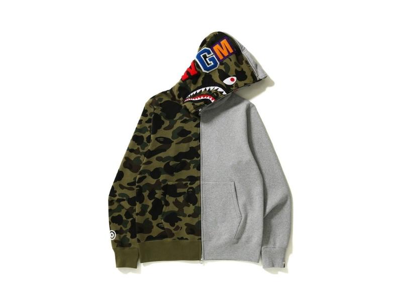 Худи BAPE 1st Camo Half and Half Full Zip Hoodie Green/Grey