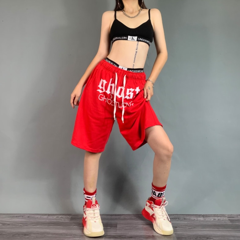 Спортивные шорты 2021 Ghost Love Hip-hop Shorts Red/Grey