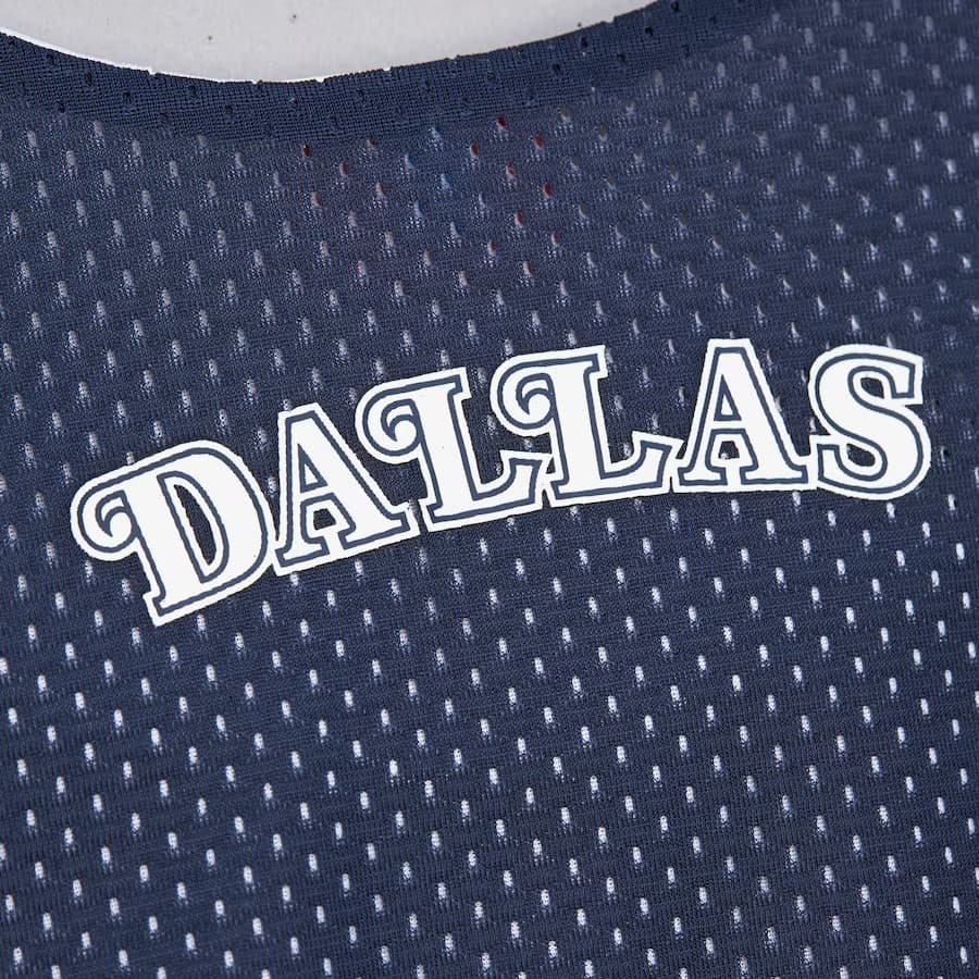 Майка Mitchell & Ness Navy Dallas Mavericks Vintage Logo Mesh Practice Tank Top