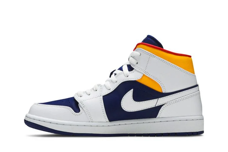 Кроссовки Air Jordan 1 Mid 'White Deep Royal Blue'