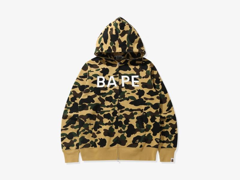 Худи BAPE 1st Camo Crystal Stone Full Zip Hoodie Yellow