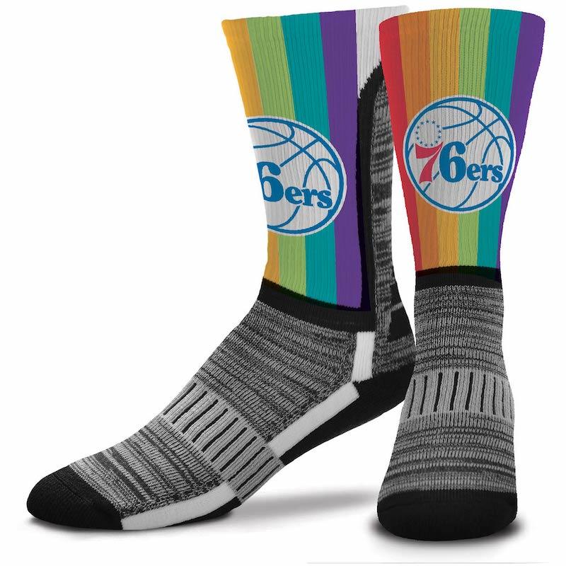 Спортивные носки Men’s For Bare Feet Philadelphia 76ers V-Curve Rainbow Crew Socks
