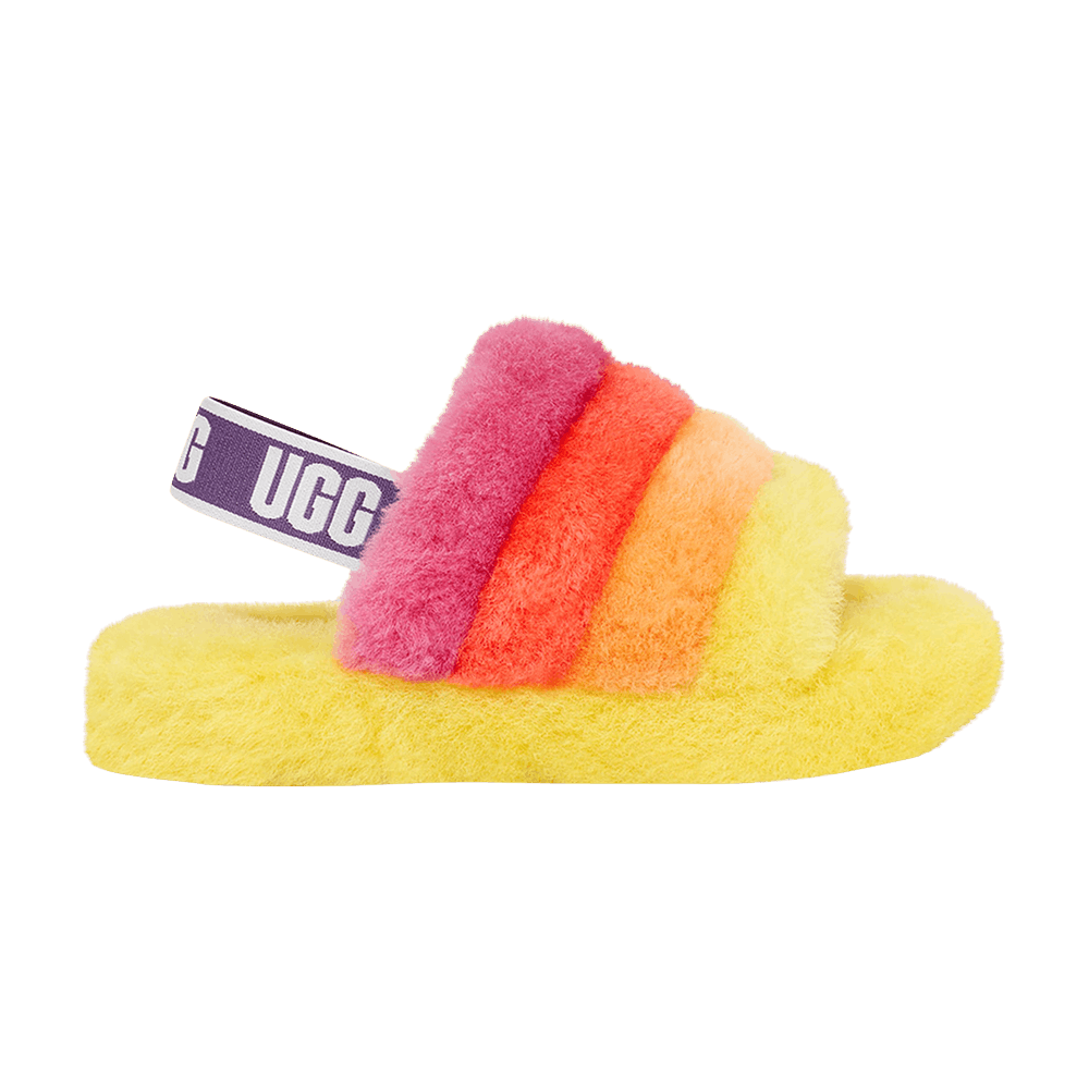 Кроссовки UGG Fluff Yeah Slide Kids 'Yellow Rainbow'