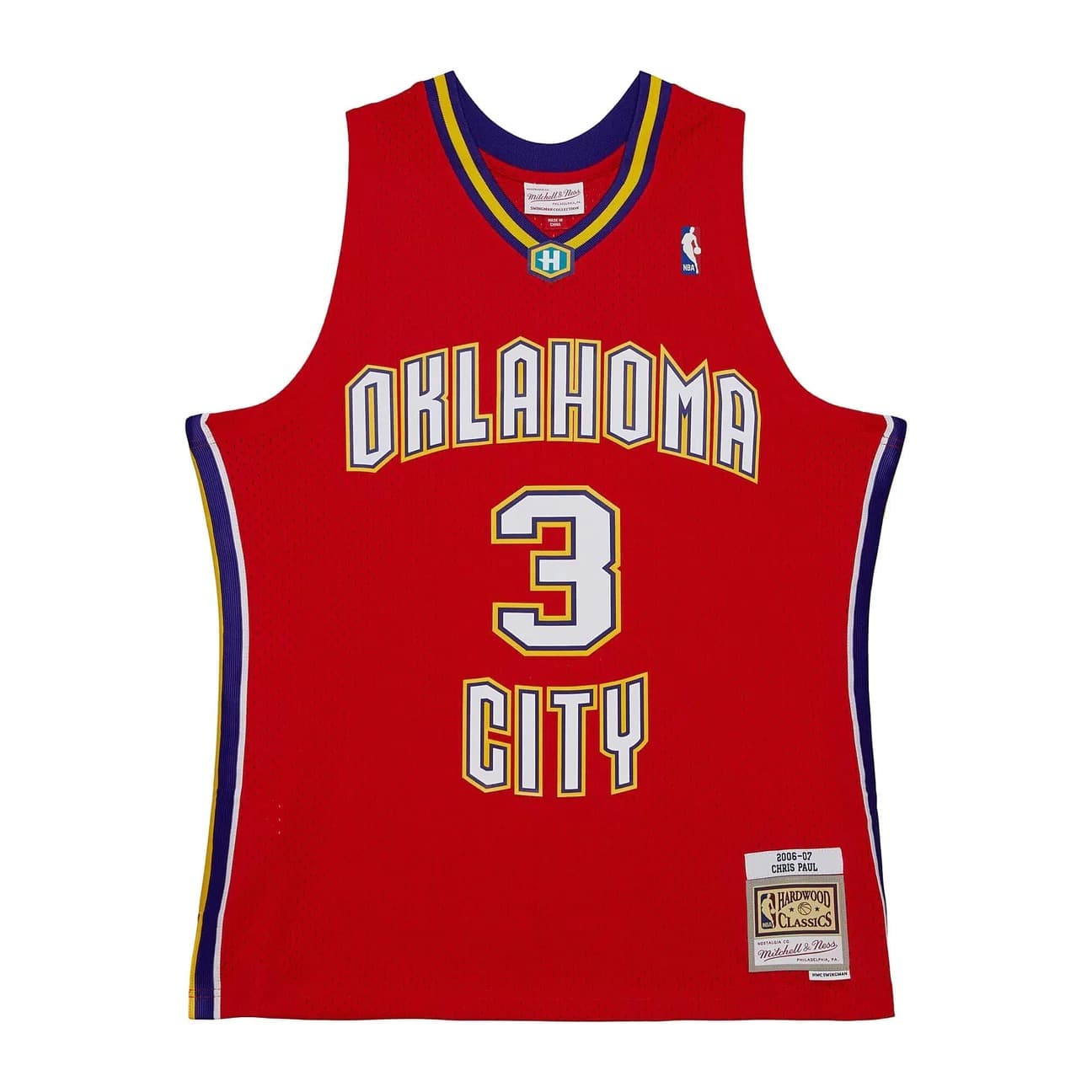 Баскетбольная джерси 2006-07 OKC Hornets Chris Paul #3 Swingman Hardwood Classics Red Jersey