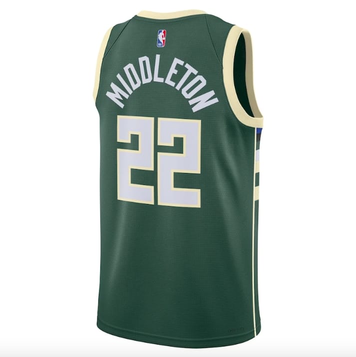 Баскетбольная джерси 2022-23 Milwaukee Bucks #22 Khris Middleton Swingman Icon Green Jersey