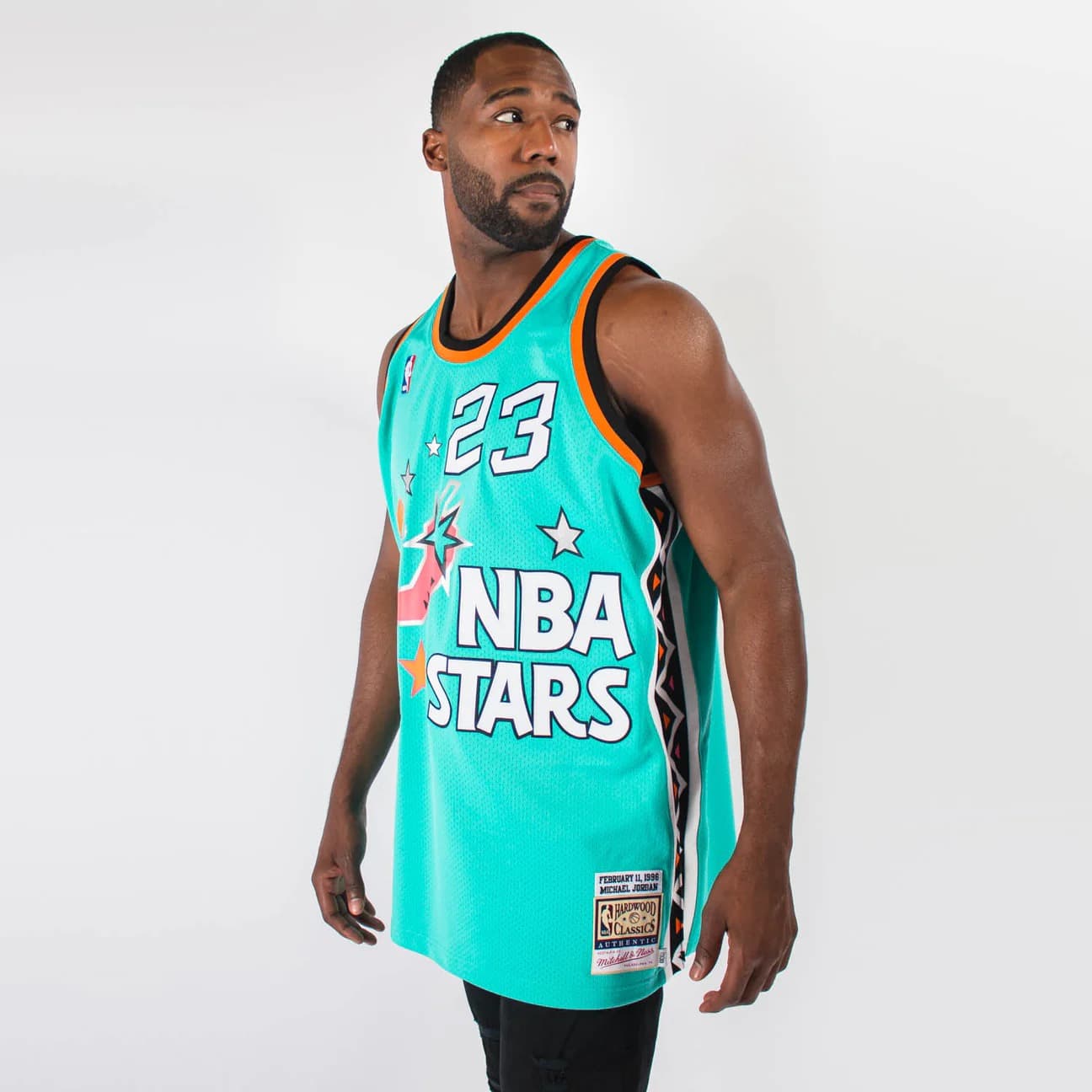 Баскетбольная джерси 1996 All Star Game Michael Jordan #23 Authentic Hardwood Classics Teal Jersey