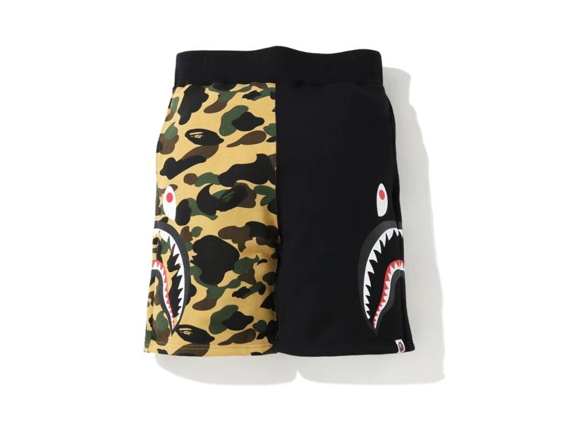 Спортивные шорты BAPE 1st Camo Side Shark Sweatshort Black/Yellow