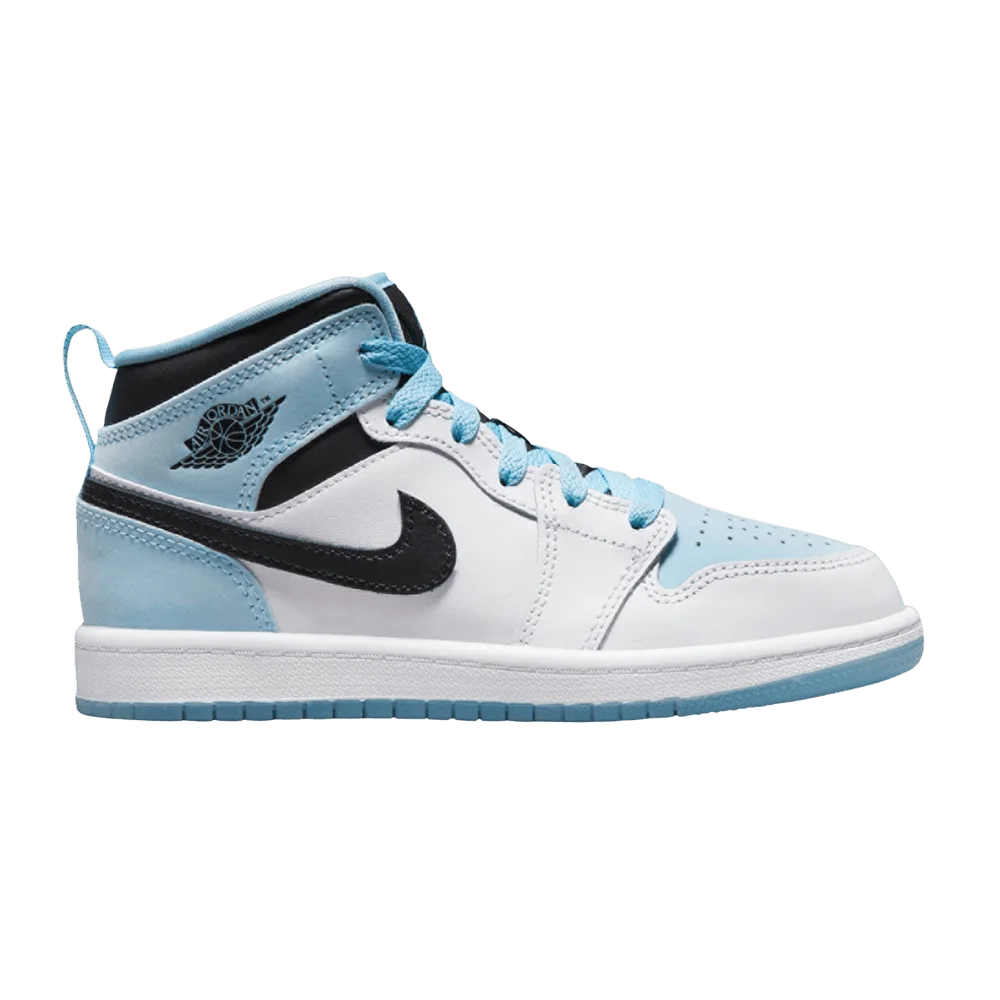 Krossovki-Air-Jordan-1-Mid-SE-PS-White-Ice-Blue