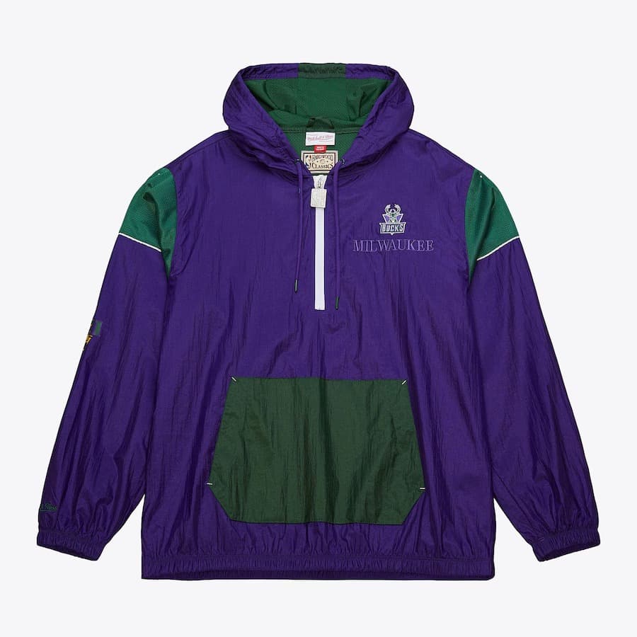 Анорак Mitchell & Ness Purple Milwaukee Bucks Team OG 3.0 Anorak Quarter-Zip Jacket