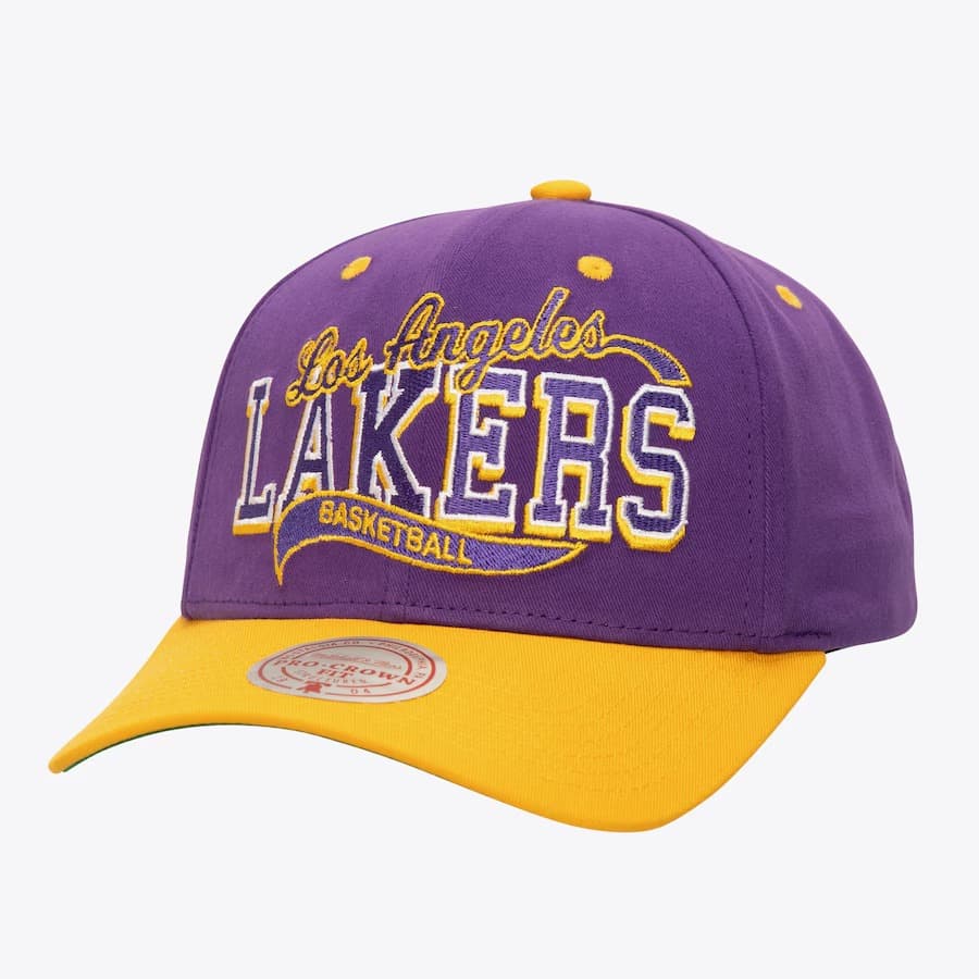 Бейсболка Mitchell & Ness Purple Los Angeles Lakers Block Sweep Pro Adjustable Hat