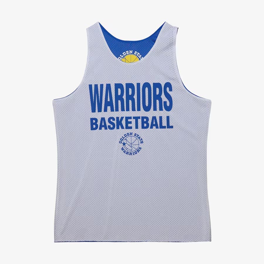 Майка Mitchell & Ness Royal Golden State Warriors Vintage Logo Mesh Practice Tank Top