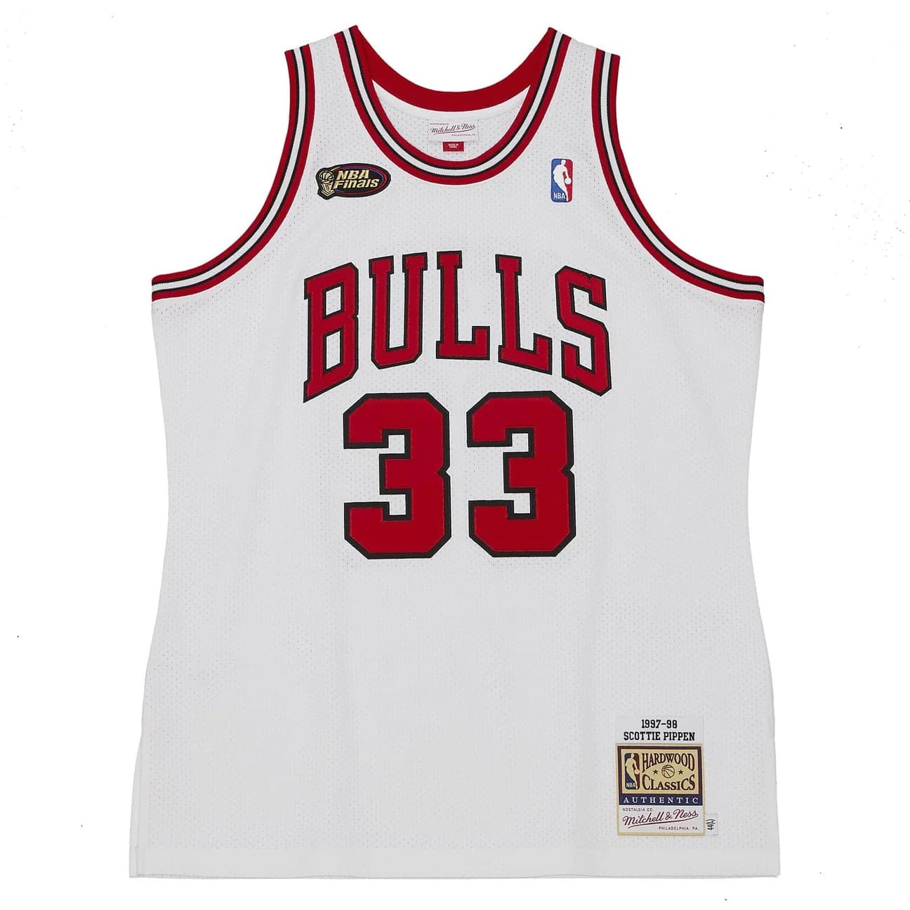 Баскетбольная джерси 1997-1998 Chicago Bulls Scottie Pippen #33 Authentic Finals Hardwood Classic White Jersey