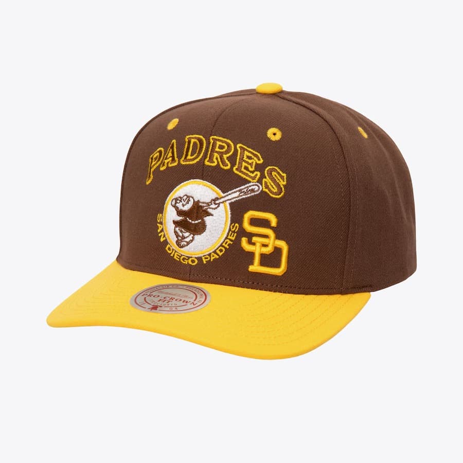 Бейсболка Mitchell & Ness Brown San Diego Padres Cooperstown Collection All In 2.0 Pro Crown Snapback Hat