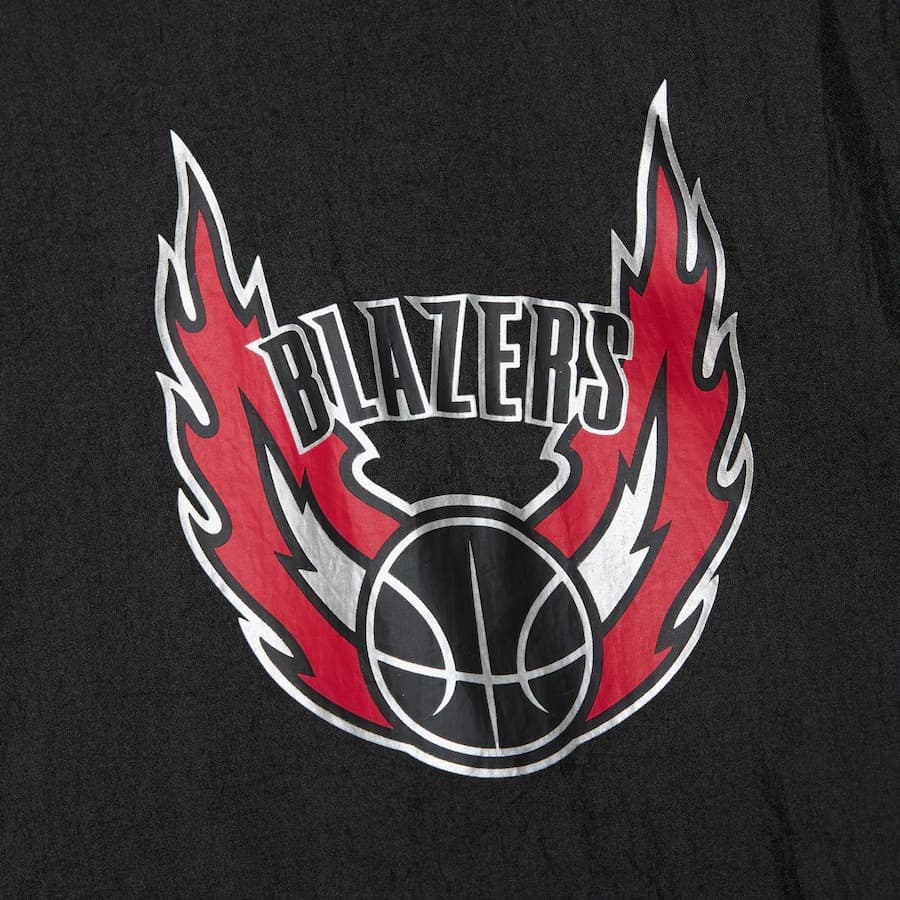 Анорак Mitchell & Ness Black Portland Trail Blazers Team OG 2.0 Vintage Logo Anorak Quarter-Zip Hoodie Windbreaker Jacket