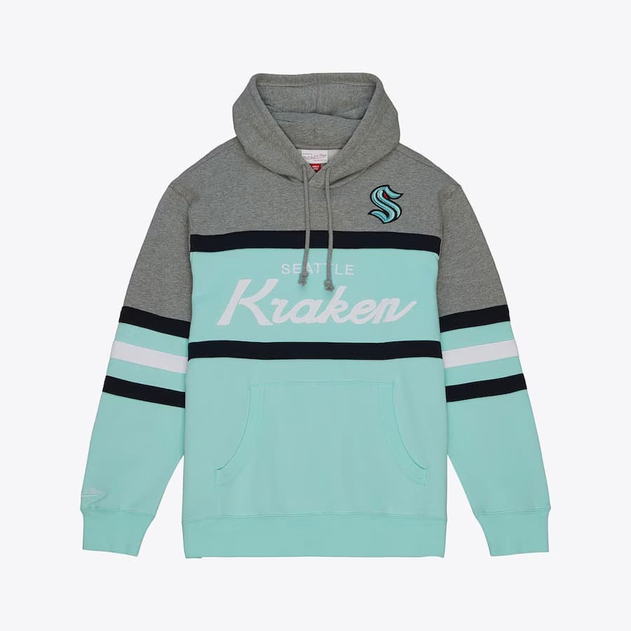 Худи Mitchell & Ness Light Blue Seattle Kraken Head Coach Pullover Hoodie