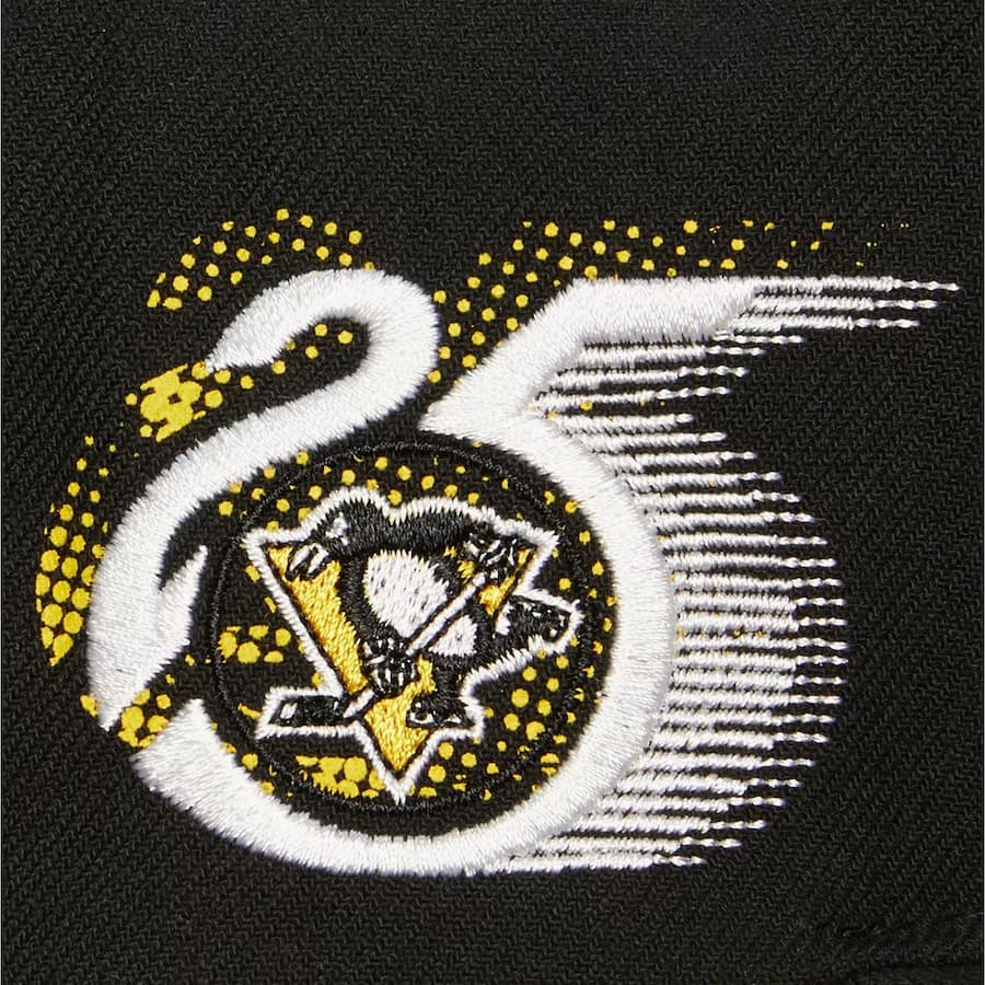 Бейсболка Mitchell & Ness Black Pittsburgh Penguins Big Face 7.0 Vintage Snapback Hat