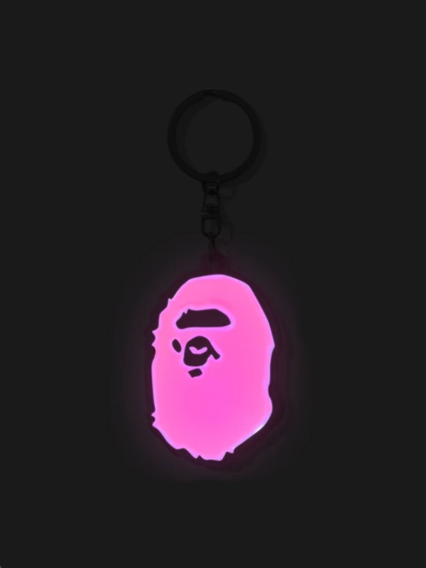 BAPE-Ape-Head-Reflective-Keychain-Pink-2