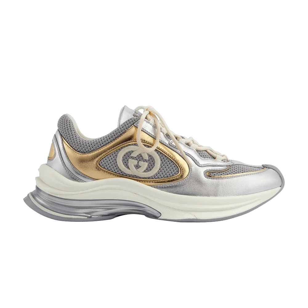 Кроссовки Gucci Wmns Run Sneaker 'Silver Gold Metallic'
