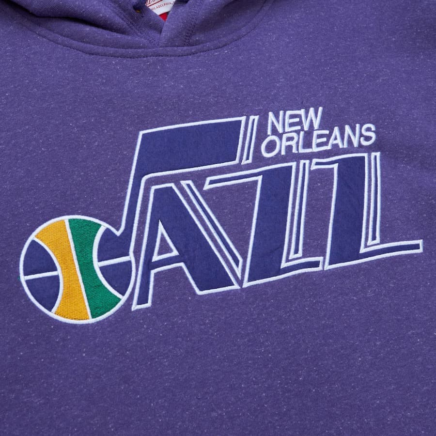 Худи Mitchell & Ness Purple New Orleans Jazz Snow Washed Fleece Pullover Hoodie