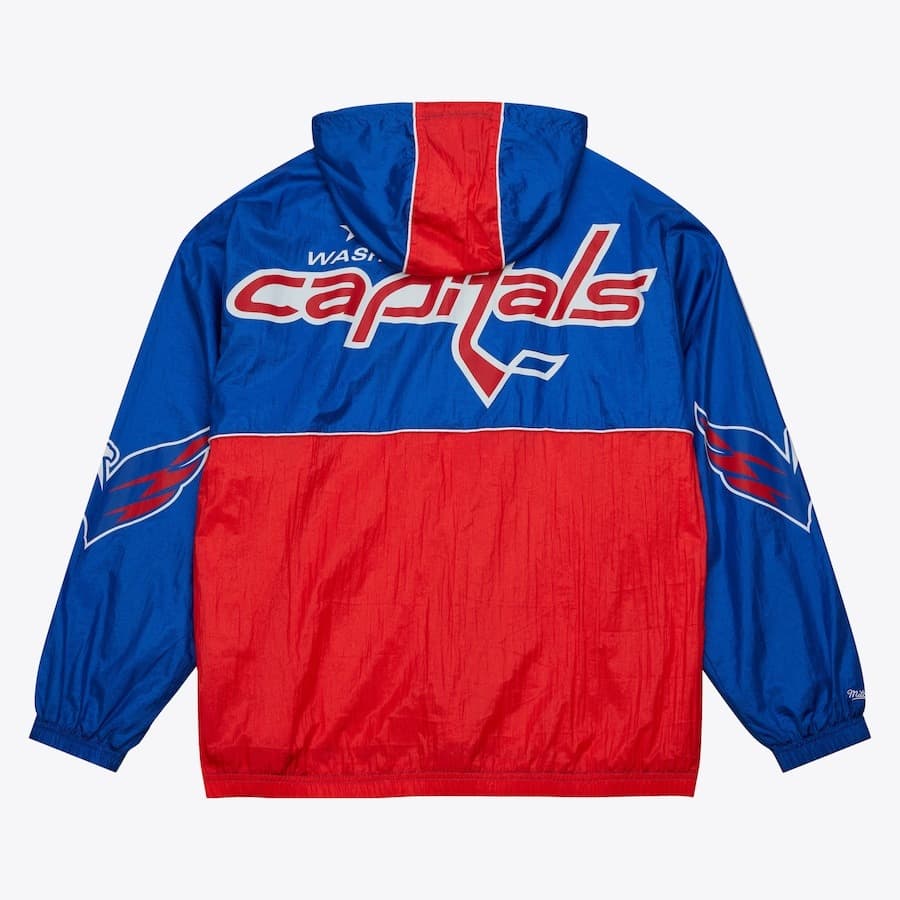Анорак Mitchell & Ness Navy Washington Capitals Team 2.0 Anorak Quarter-Zip Windbreaker Jacket