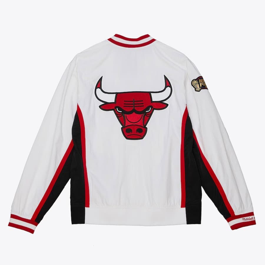 Бомбер Mitchell & Ness White Chicago Bulls 1998-99 Authentic Full-Snap Warm-Up Jacket