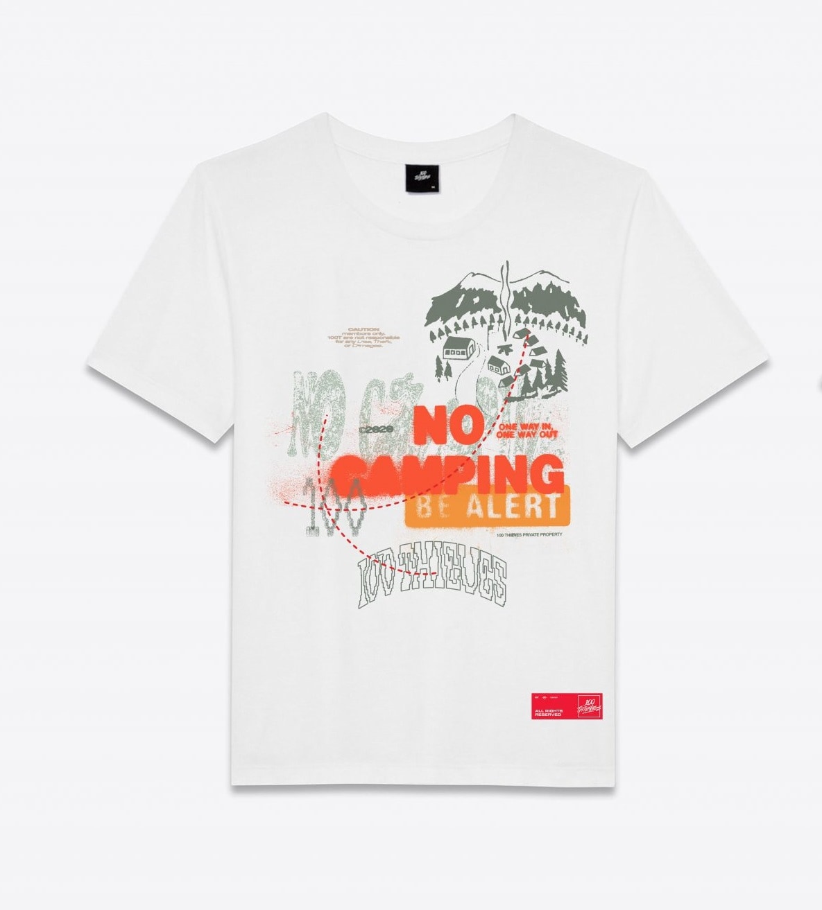 Футболка 100 Thieves No Camping T-shirt White