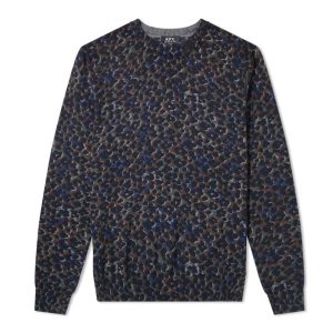 A.P.C.-Pull-Fauve-Crewneck-Blue-Leopard-Print-300x300