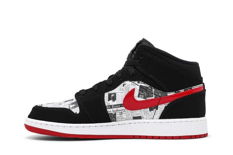 Кроссовки Air Jordan 1 Mid SE GS 'Newspaper Air Times'
