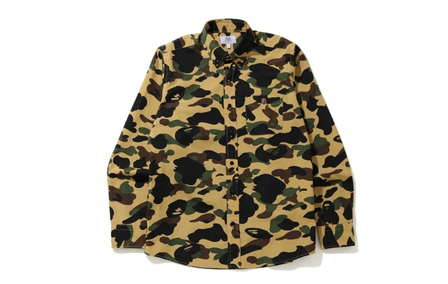 Рубашка BAPE 1st Camo BD LS Shirt Yellow