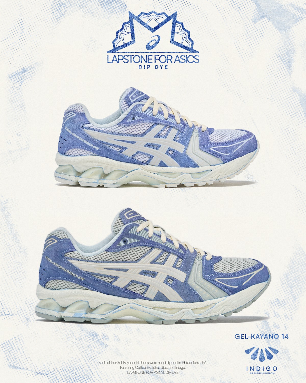 Кроссовки Lapstone and Hammer x Asics Gel Kayano 14 Dip Dye Pack - Indigo