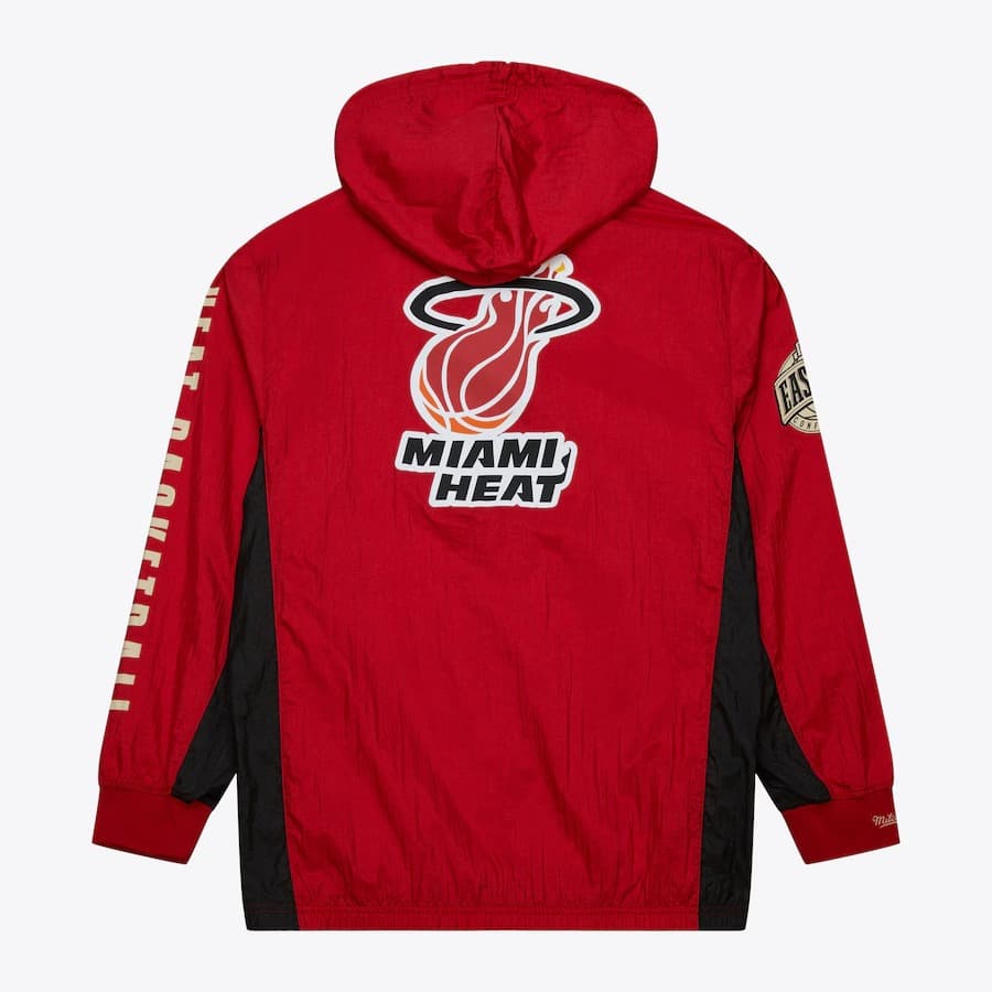 Анорак Mitchell & Ness Red Miami Heat Team OG 2.0 Vintage Logo Anorak Quarter-Zip Hoodie Windbreaker Jacket
