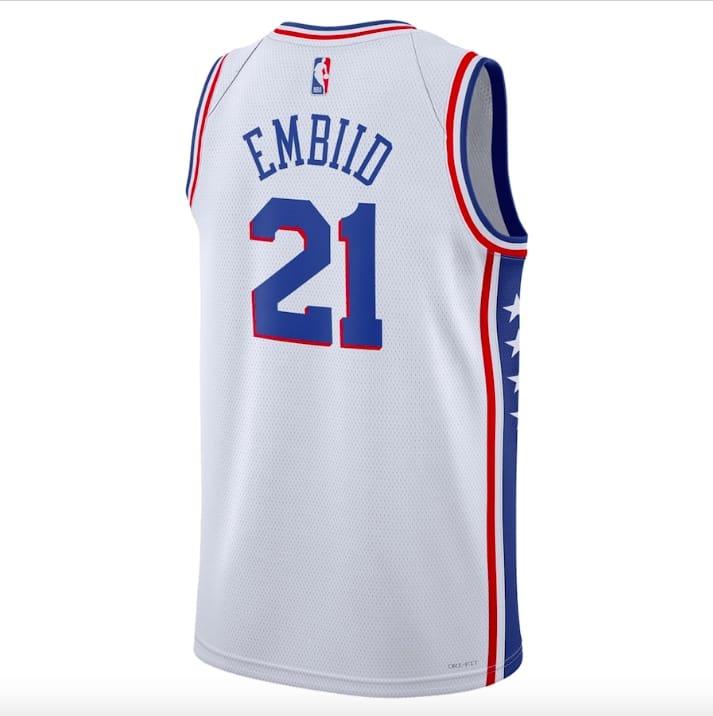 Баскетбольная джерси 2022-23 Philadelphia 76ers #21 Joel Embiid Swingman Association White Jersey