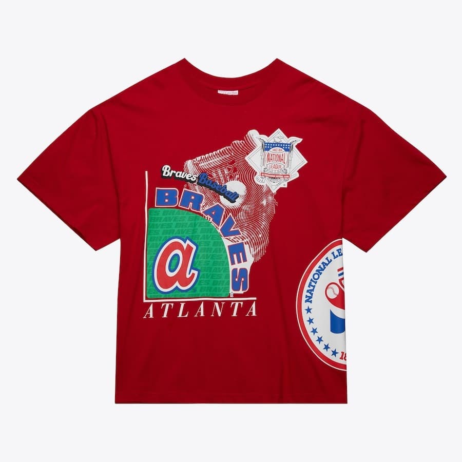 Футболка Mitchell & Ness Red Atlanta Braves Cooperstown Collection Logo Blast T-Shirt