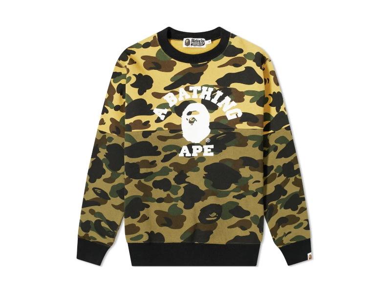 Толстовка BAPE 1st Camo College Half Crewneck Yellow/Green