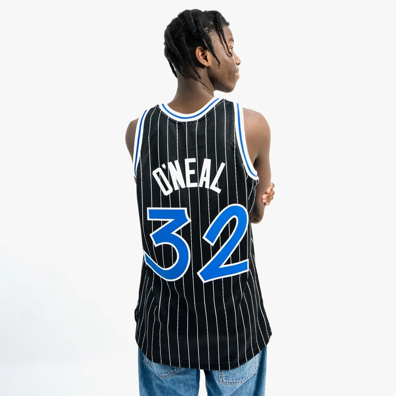 Баскетбольная джерси 1994-95 Orlando Magic Shaquille O’Neal #32 Swingman Hardwood Classics Black Pinstripes Jersey