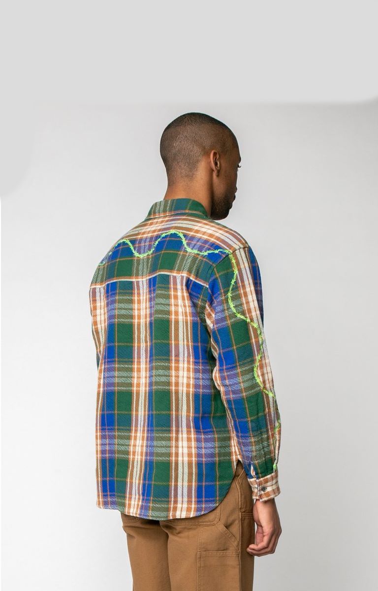Рубашка Awake Heavyweight Barbed Wire Flannel Green