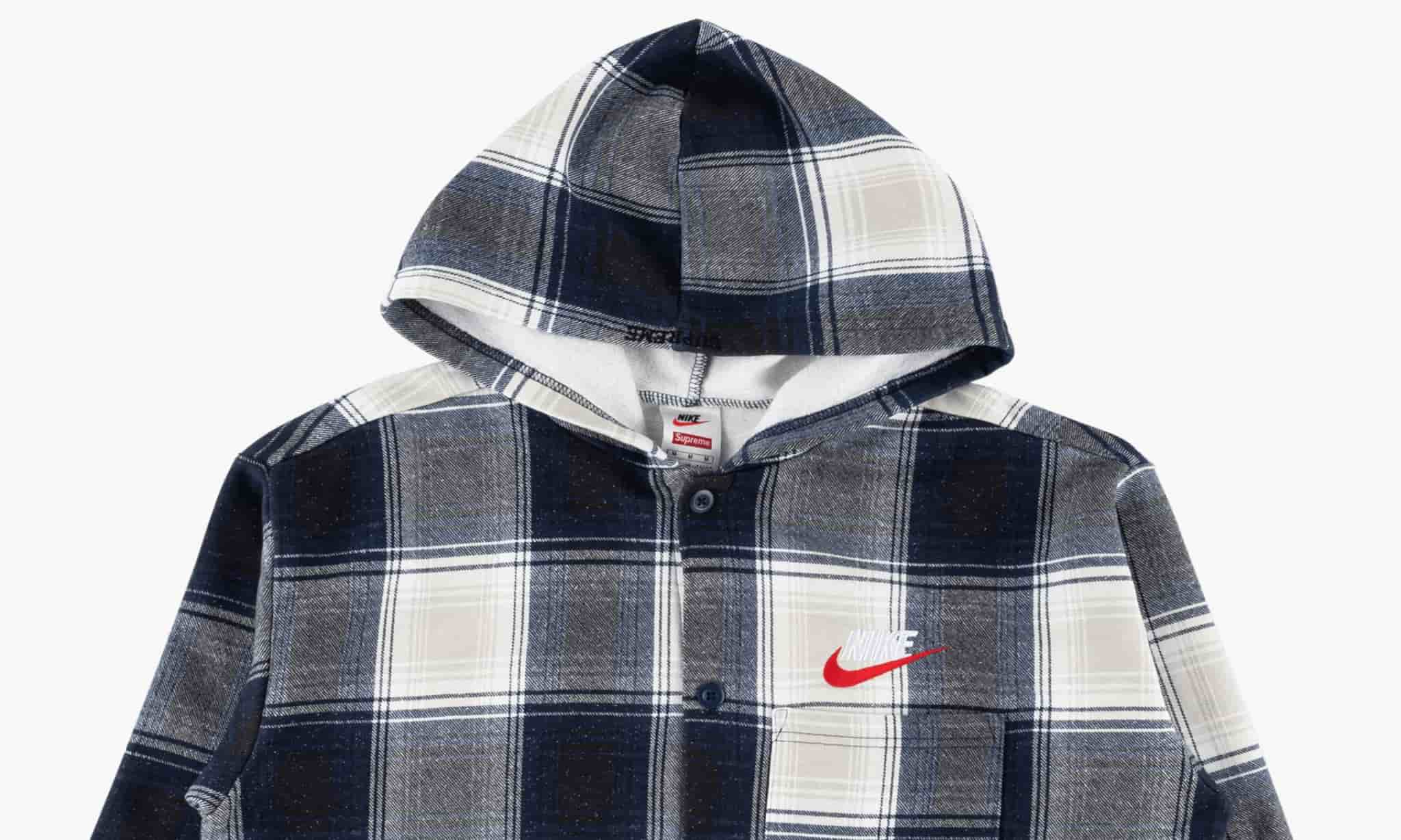 Худи Supreme x Nike Plaid Hooded Sweatshirt Navy