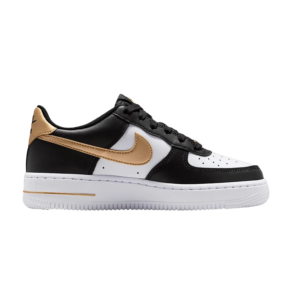 Krossovki-Nike-Air-Force-1-GS-Black-White-Metallic-Gold