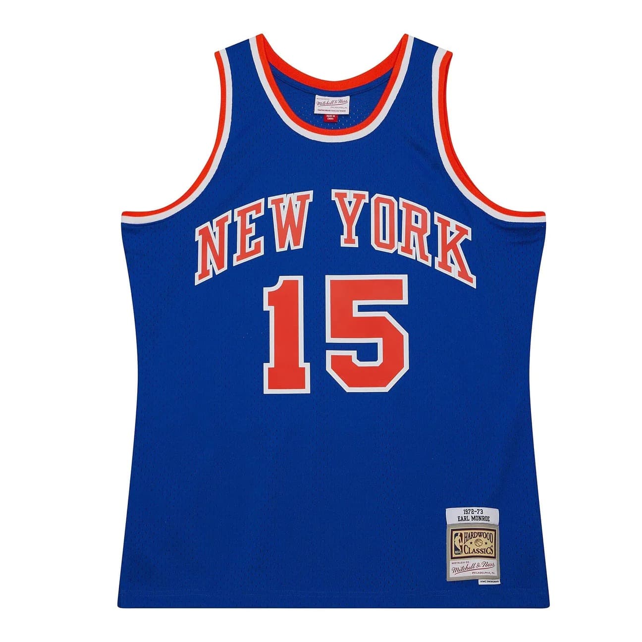 Баскетбольная джерси 1972-73 New York Knicks Earl Monroe #15 Swingman Hardwood Classics Blue Jersey