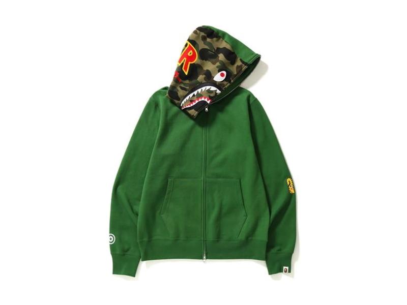 Худи BAPE 2nd Shark Full Zip Hoodie Green