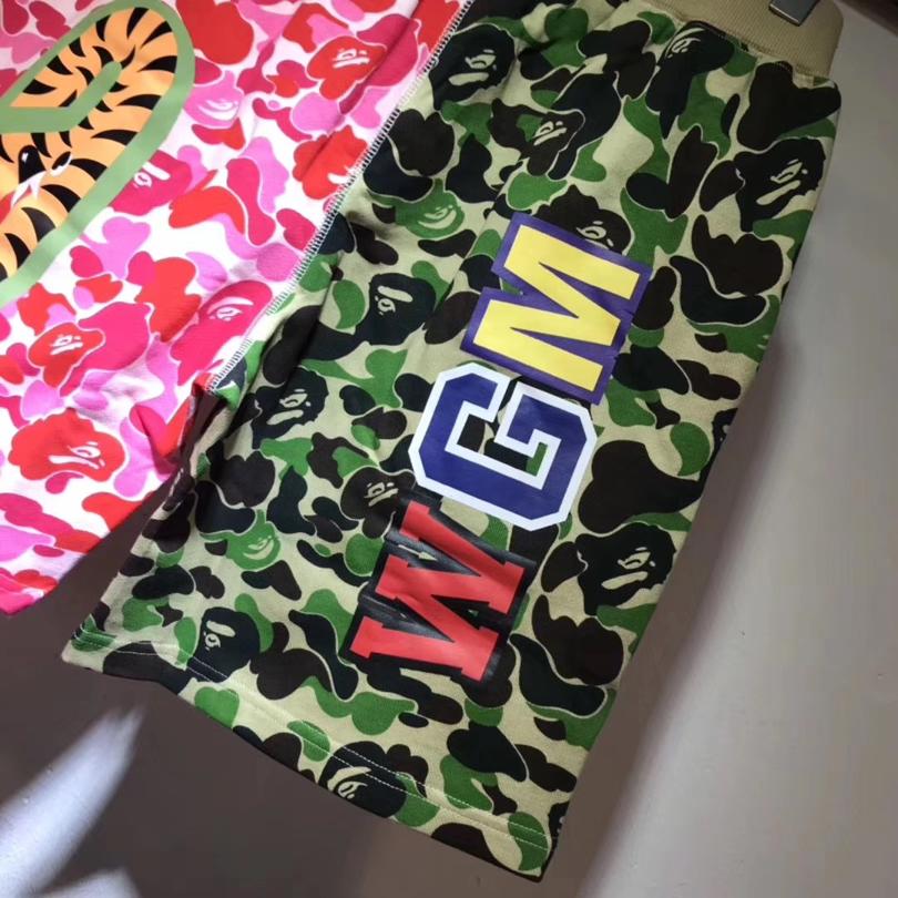 Спортивные шорты BAPE ABC Split Shark Shorts Green Pink