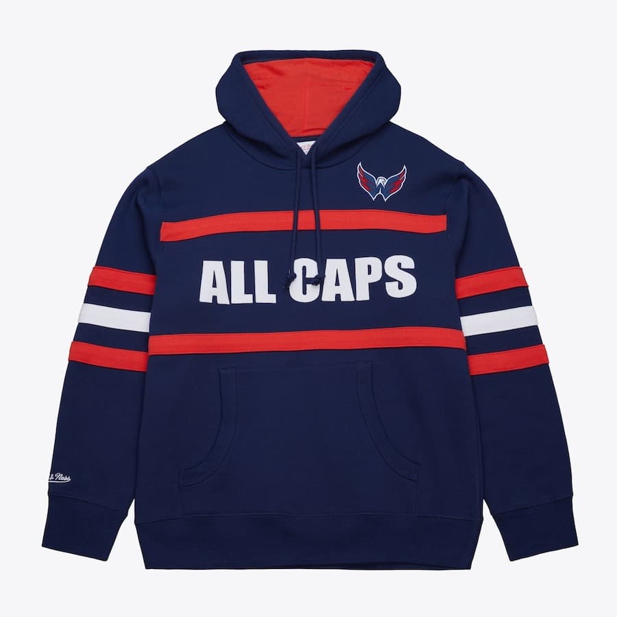 Худи Mitchell & Ness Navy Washington Capitals Head Coach Fleece Pullover Hoodie
