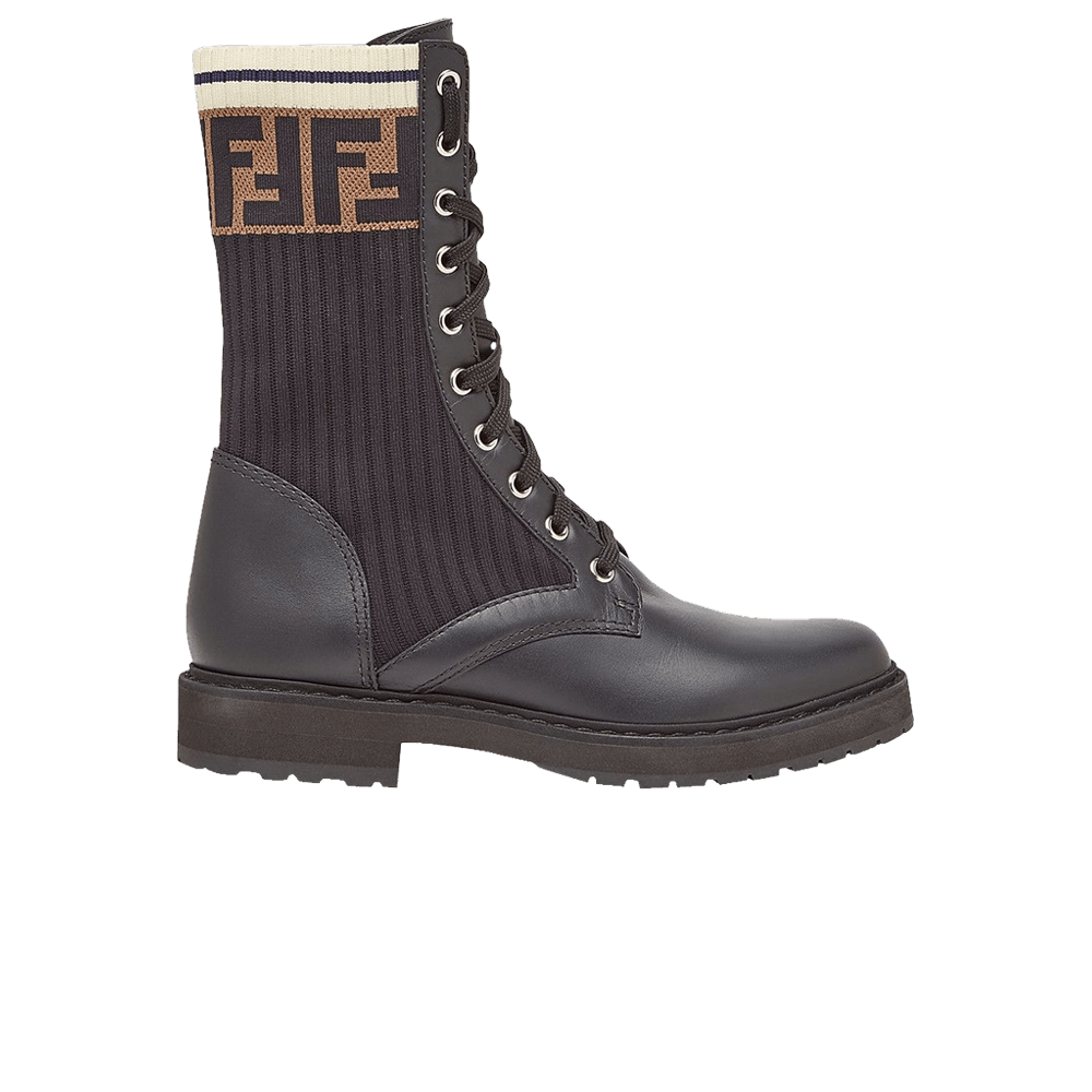 Fendi Wmns FF Rockoko Biker Boot 'Black Brown'