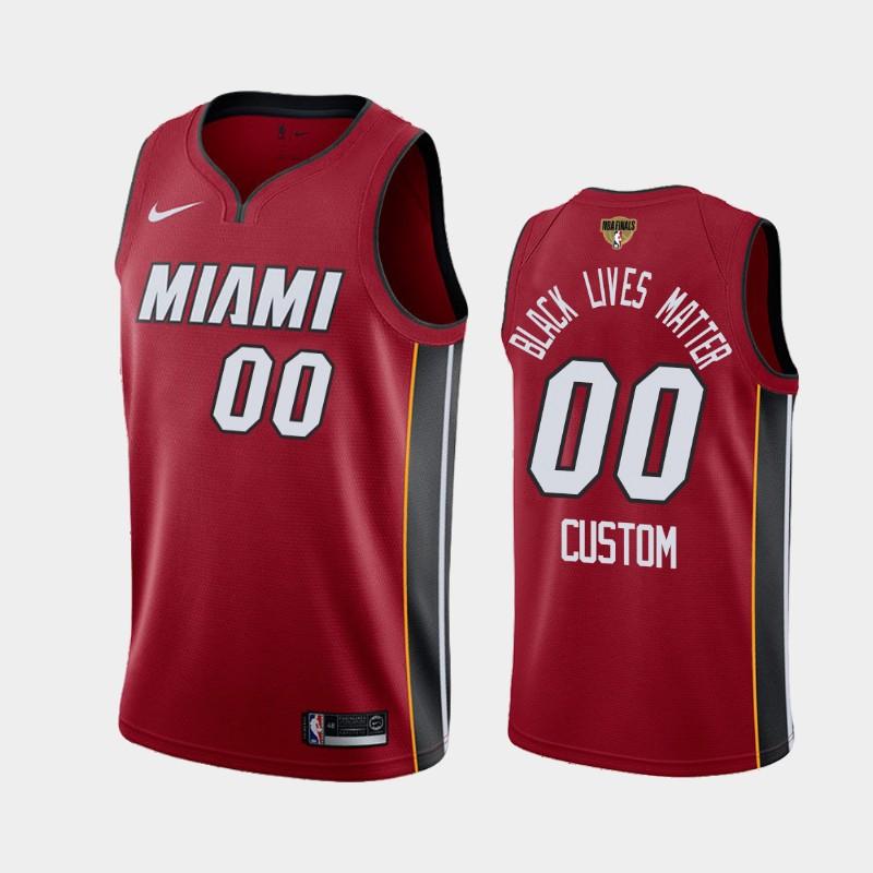 Баскетбольная джерси 2020 NBA Finals Bound Miami Heat Custom #00 Red BLM Statement