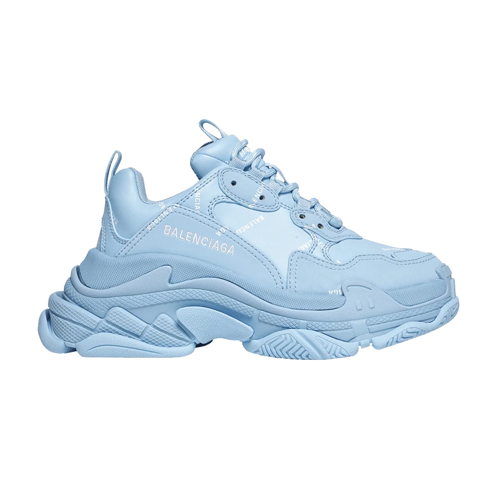 Кроссовки Balenciaga Wmns Triple S Sneaker 'Allover Logo - Light Blue'