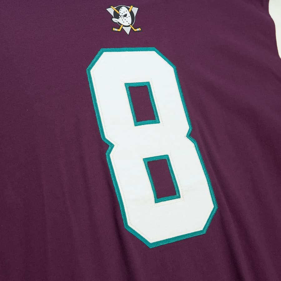 Футболка Mitchell & Ness Teemu Selanne Purple Anaheim Ducks Name & Number Icon Premium T-Shirt