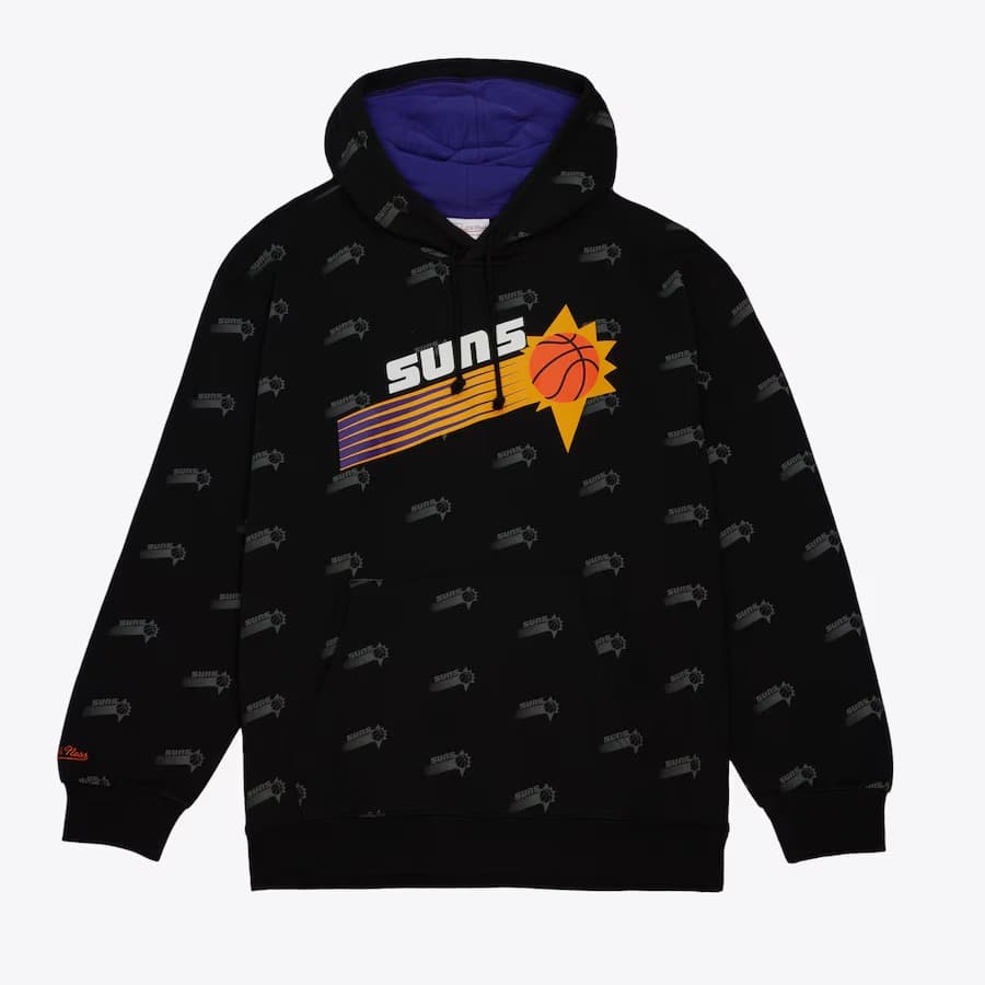 Худи Mitchell & Ness Black Phoenix Suns Allover Print Fleece Pullover Hoodie